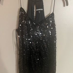 Express xs black short dress with silver beading